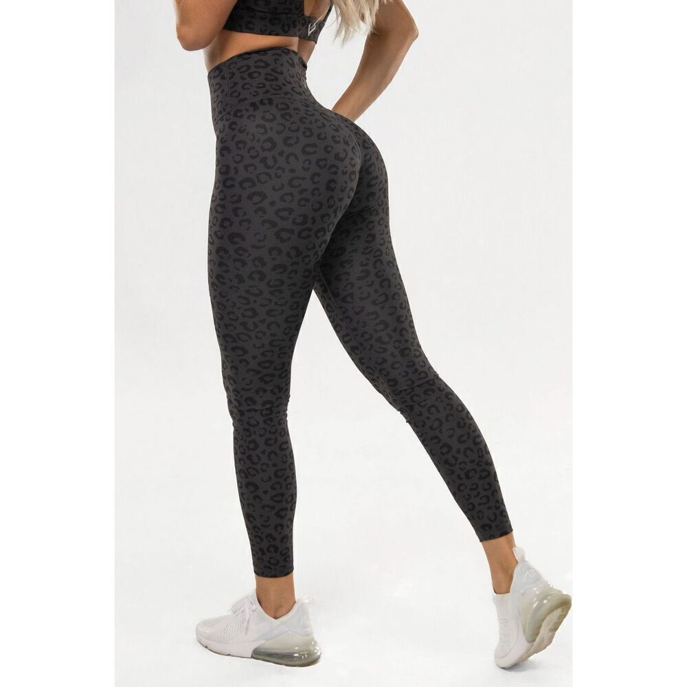 Violate The Dress Code High Waist Leopard Print Leggings in Black Size Small